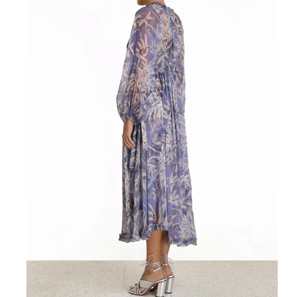 Zimmermann Lavender Floral Midi Dress - Picture 4 of 10